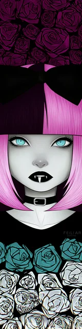 Free vampire bookmark featuring a vampire with hot pink hair